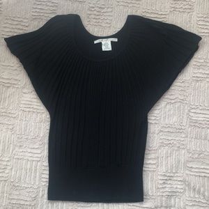 Max Studio short sleeve black textured bat wing top Size Small
